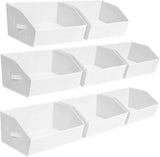 Closet Organizers Bins 6 Packs - Large Closet Shelf Organizer with Handles, Fabric Trapezoid Storage Bins, Collapsible Storage Cubes for Clothes, Towels, Light Gray