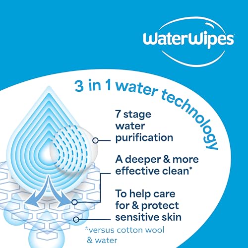 WaterWipes Sensitive+ Bathing Wipes, 3-In-1 Cleans, Cares, Protects, Unscented, Hypoallergenic, 99.9% Water, 16 Count, 1 Pack