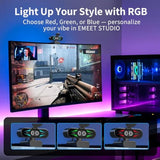 emmeet c60e 4k webcam streaming wide-angle telephoto cameras 11x hybrid zoom pdaf autofocus rgb lighting
