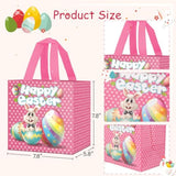 ysmile 8 pack non-woven easter gift bags for kids reusable with handle carrot bunny chick basket treat bag small egg hunt bag
