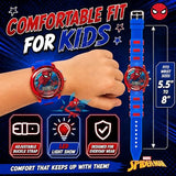 Marvel Spider-Man Kids' LCD Watch – Flashing LED Bullet Band, Digital Time Display, Red & Blue Design, Durable Plastic Case, Adjustable Silicone Strap – Fits Wrists 5.5" to 8"