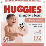huggies simply clean fresh scent baby wipes, 3 flip-top packs of 64 (192 wipes total) - 3 x 64 count