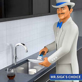 Mr Siga Soap Dispensing Dish Brush for Pot Pan Sink Cleaning with Built-in Scraper, Black