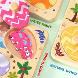 Wooden Puzzles for Toddlers, 8 Pcs Dinosaur Matching Egg Puzzle, Montessori Toys for Boy Girl Easter Birthday Gifts, Preschool Learning Activities & Educational Toys for Boys, Girls