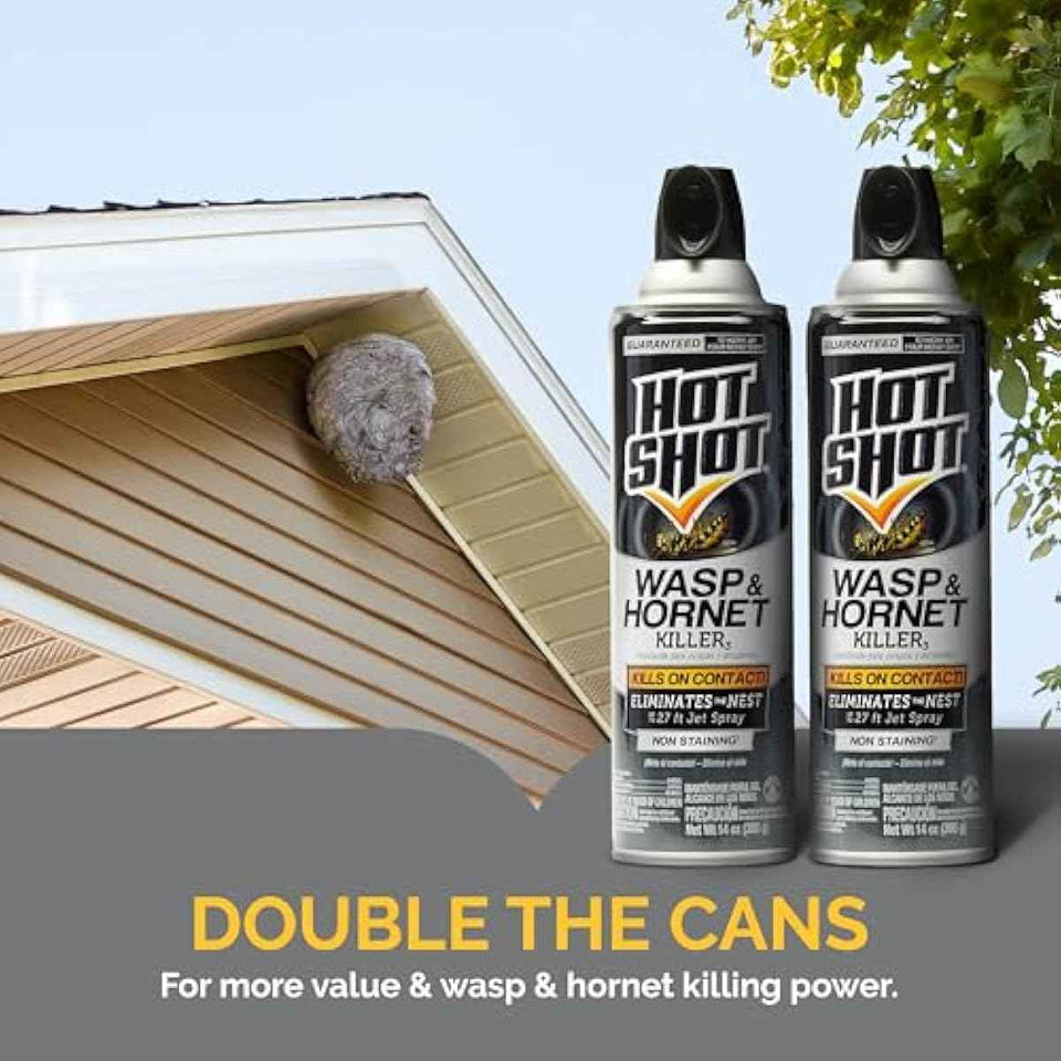 Hot Shot Wasp And Hornet Killer Aerosol, Up to 27-Foot Jet Spray, 14 Ounces, 2 Pack
