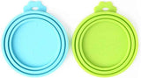 Comtim Pet Food Can Cover Silicone Can Lids for Dog and Cat Food(Universal Size,One fit 3 Standard Size Food Cans),Blue and Green