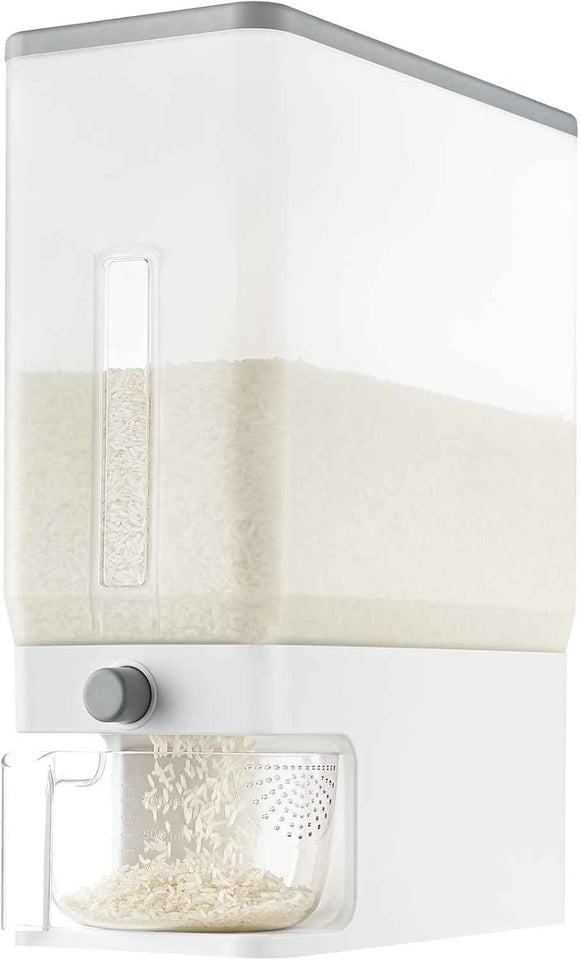 Lifewit Rice Dispenser 25 Lbs(11.3kg), Rice Storage Container Sealed Moisture Proof with Measuring Cup for Kitchen Pantry Household, BPA-Free, 1 Pack Grey