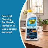 Cerama Bryte Glass Cooktop and Stove Top Cleaner Combo Kit - Includes Cleaning Tool, Razor, Scraper and 1 Pad to Remove Tough Stains - Use on Gas, Electric, Ceramic Surfaces, 10 Ounces, 4 Piece