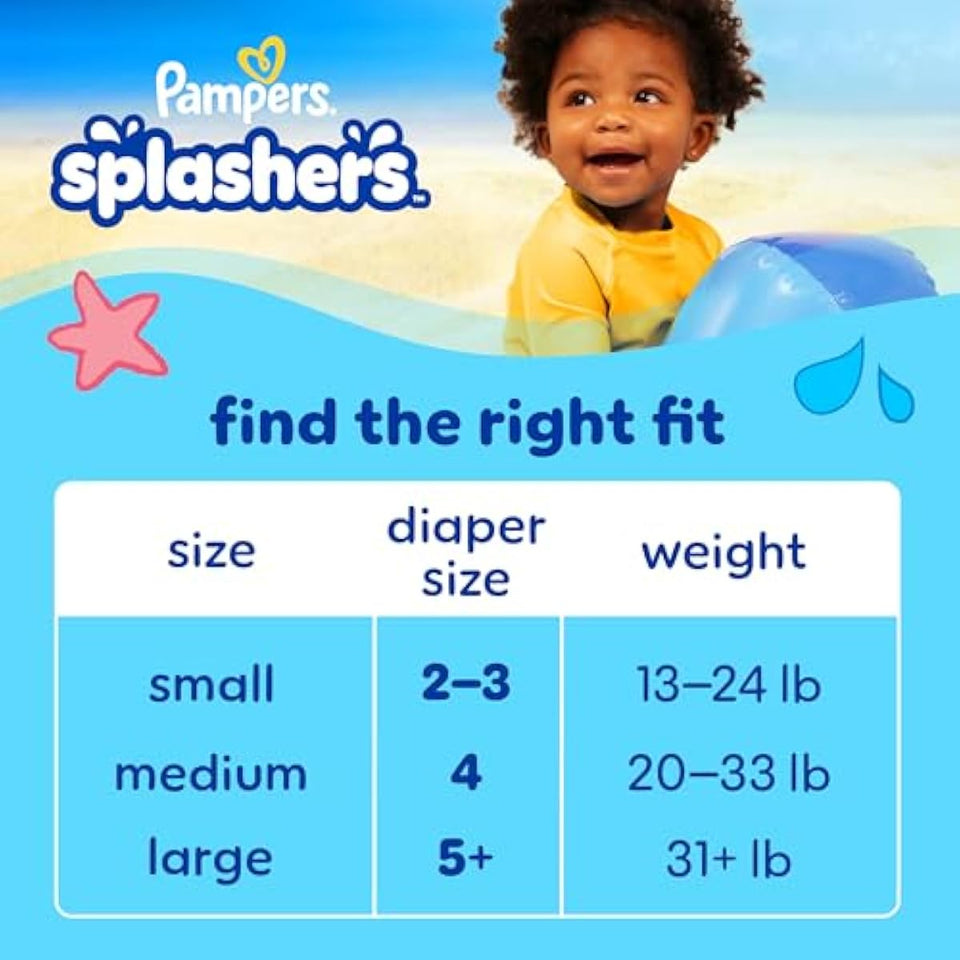 Pampers Splashers Disposable Baby Swim Diapers in Size 4, 18 Count, Gap-Free Protection