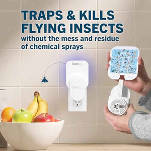 Safer Home SH502 Indoor Insect Trap - Plug-in Fruit Fly Trap for Indoors, 400 Sq Ft Protection, 2 Glue Cards Included