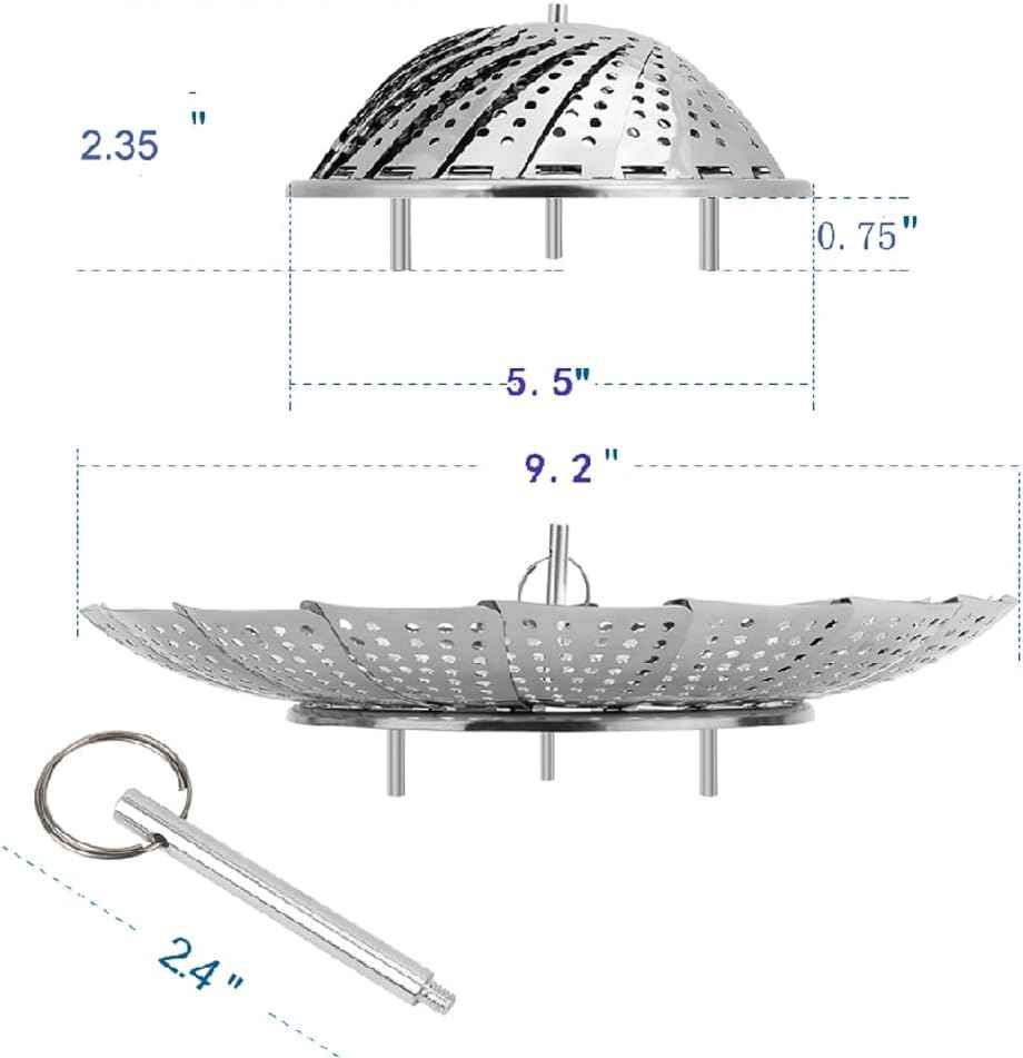 Vegetable Steamer Basket, Premium Stainless Steel Veggie Steamer Basket - Folding Expandable Steamers to Fits Various Size Pot Small by SAYFINE (5.5" to 9.2")