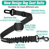 cooyoo dog seat belt 3 piece set adjustable nylon pet safety harness heavy duty elastic