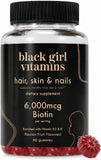 Black Girl Vitamins - Hair, Skin, and Nails Gummies with Biotin (6000 mcg), Zinc, Gelatin Free, Vitamin A, and Vitamin E - Gluten-Free. Made in The USA (Passion Fruit, 60 Count) 30 Day Supply