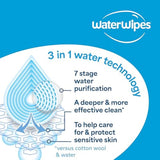 WaterWipes Sensitive+ Newborn & Baby Wipes, 3-in-1 cleans, cares, protects, 99.9% water, unscented & hypoallergenic, 60 count, 2x stronger, thicker & softer