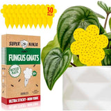 Super Ninja Fungus Gnat Traps, 30 Pack, Yellow Sticky Traps for Indoor House Plants, Non-Toxic and Nature-Friendly