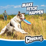 chuckit paraflight flying disc dog toy - water floating flyer - durable nylon with soft rubber edges - medium and large dogs - size large
