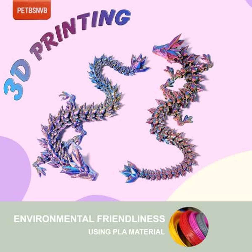 12'' 3d printed articulated blue dragon fidget toy office decor desk accessory