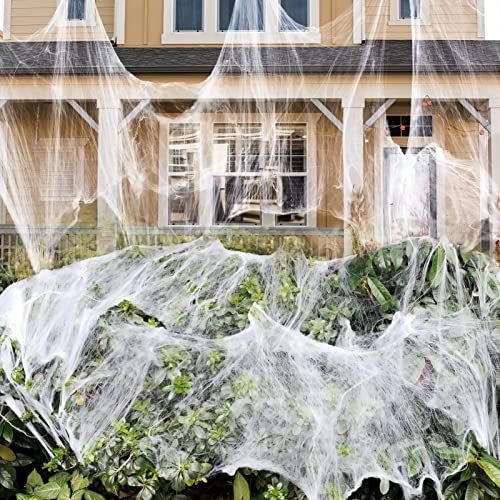1000 sqft Spider Webs Halloween Decorations Bonus with 30 Fake Spiders, Super Stretch Cobwebs for Halloween Indoor and Outdoor Party Supplies