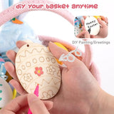 oiahomy pink easter basket with wooden handle for kids, personalized bunny gift basket for boys and girls