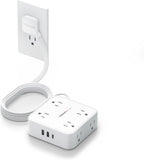 TESSAN 5 Ft flat plug extension cord with 3 USB, 8 outlets, 900J surge protection for office, dorm room essentials