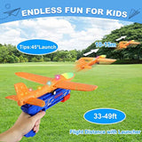 Fuwidvia airplane launcher toys, 3-pack, 13.2'' LED foam glider planes, 2 flight modes, outdoor fun for kids 4-12 years old, blue, green, orange