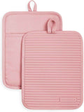 KitchenAid Ribbed Soft Silicone Pot Holder 2-Pack Set, Milkshake Tan, 7"x9"