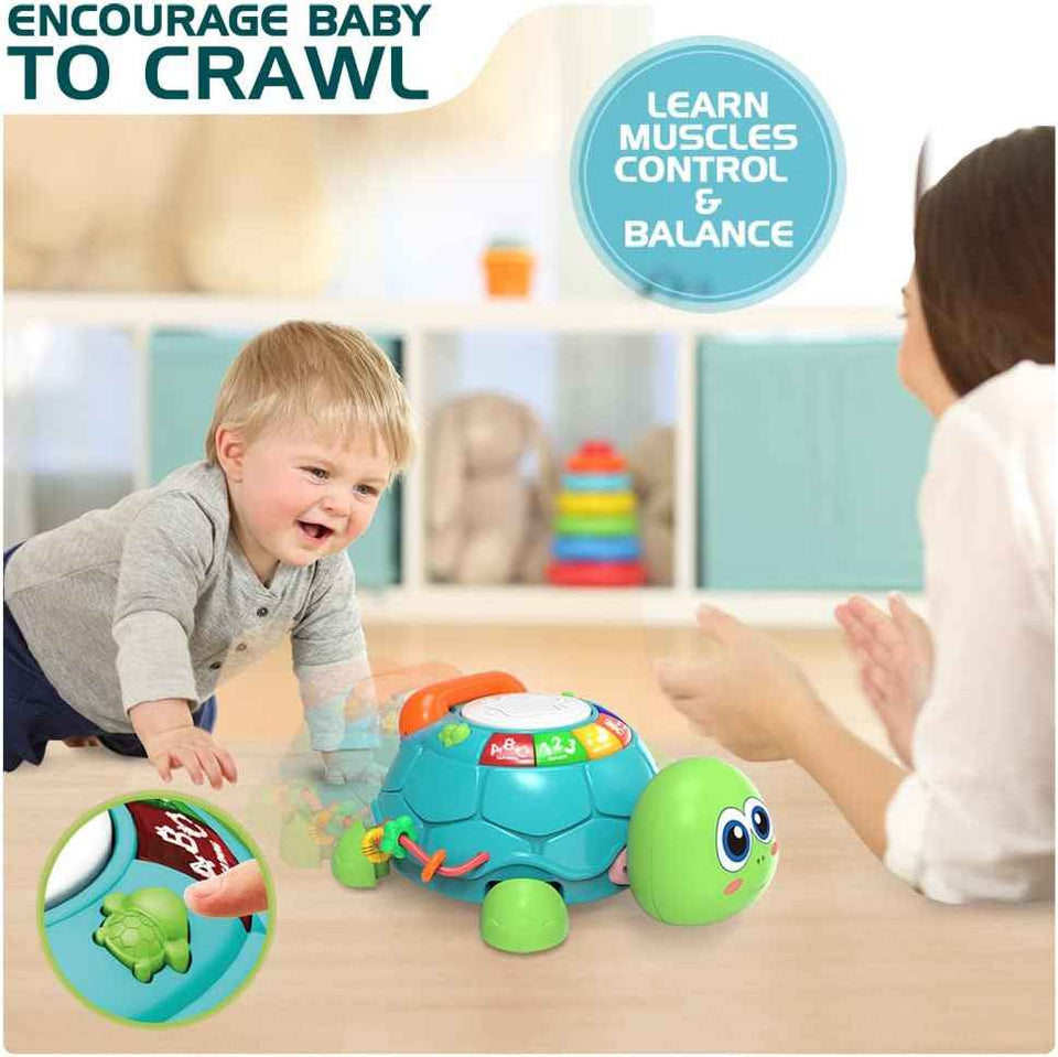 jyusmile baby turtle crawling toy 6-12 months musical light sound