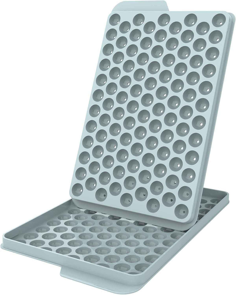 WIBIMEN Mini Ice Cube Trays, Small Tiny Round Pebble Crushed Nugget Ice Trays for Freezer with Lid - Chilling Drinks Coffee Juice(2 Pack/0.55In - Blue)