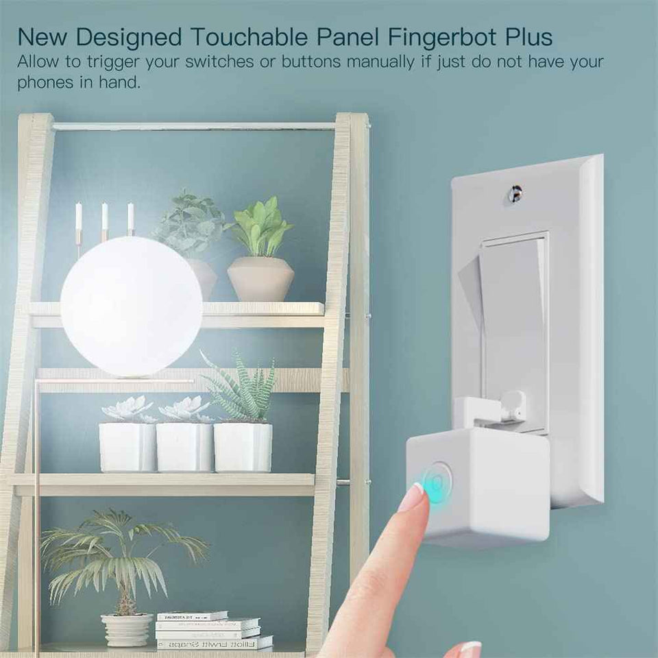 moesgo 2nd generation smart bluetooth fingerbot plus, wireless smart light switch button pusher bot, remote control, tuya app compatible with alexa and google home