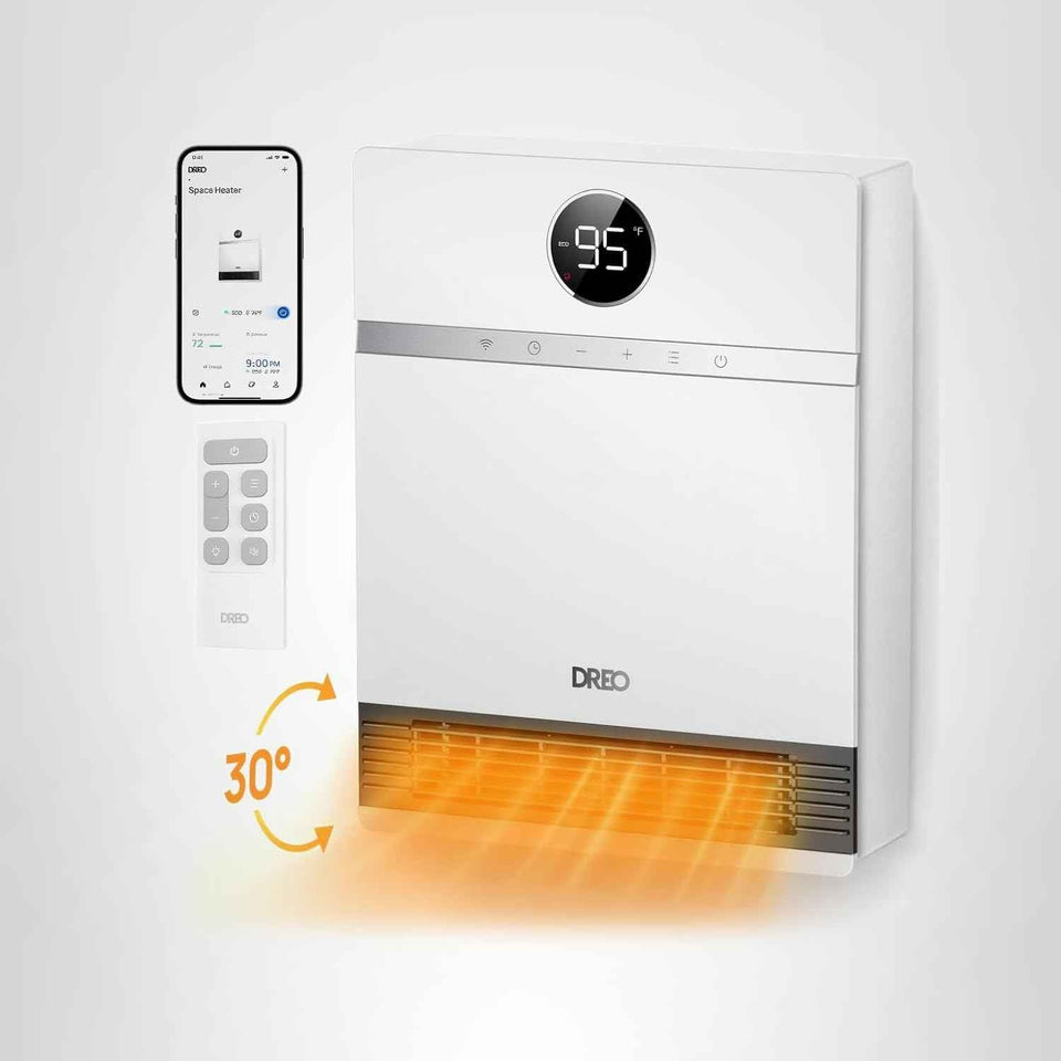 Dreo IP24 Electric PTC Space Heater with 30° Oscillation, Adjustable Thermostat and Alexa Compatibility