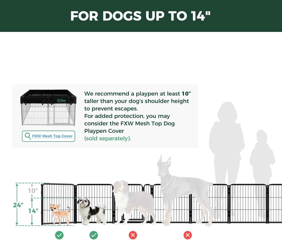 fxw homeplus unleashed 24 inch 6 panels dog pen black patented