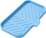 MicoYang silicone bathroom soap dish with drain spout, sink organizer, and sponge holder, 4.9 x 3.2 inches