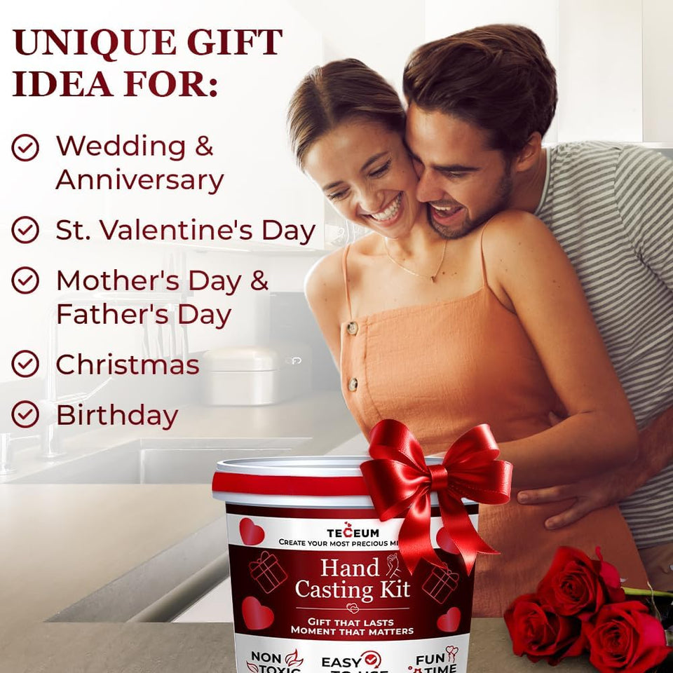 TECEUM Hand Casting Kit – Unique Gift for Babies & Adults – Ideal DIY Gift for Your Loved Ones, Couples, Family – For Wedding, Anniversary, Baby Shower, Mother’s Day, Christmas – Romantic Gifts – Kit1