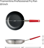 Tramontina Professional 10-Inch Non-Stick Frying Pan, Heavy-Gauge Aluminum Skillet with Reinforced Nonstick Coating, Red Handle, Dishwasher and Oven Safe