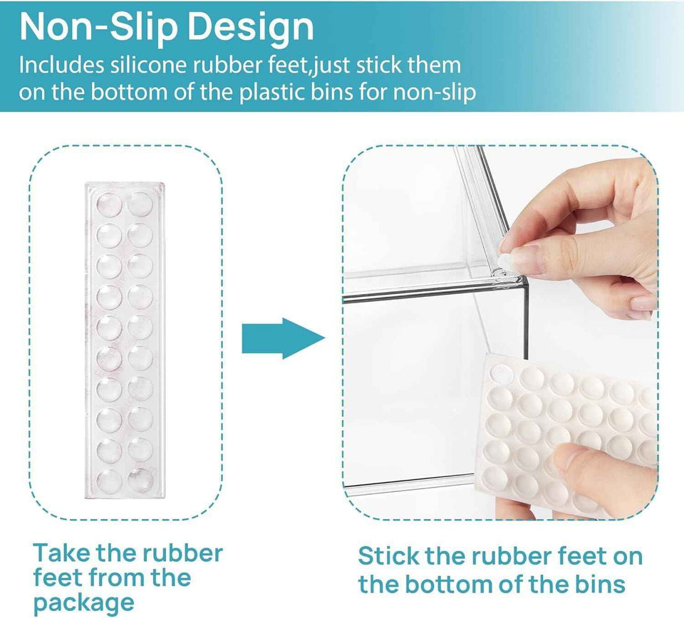 Vtopmart Stackable Storage Drawers Set of 5 - Clear Plastic Organizer Bins for Baby Bottle, Beauty Supplies, Kitchen, Bathroom, Cabinet, Pantry