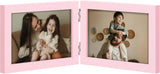 decorUhome double 4x6 picture frame vertical engineered wood bifold photo frame with plexiglass tabletop display black