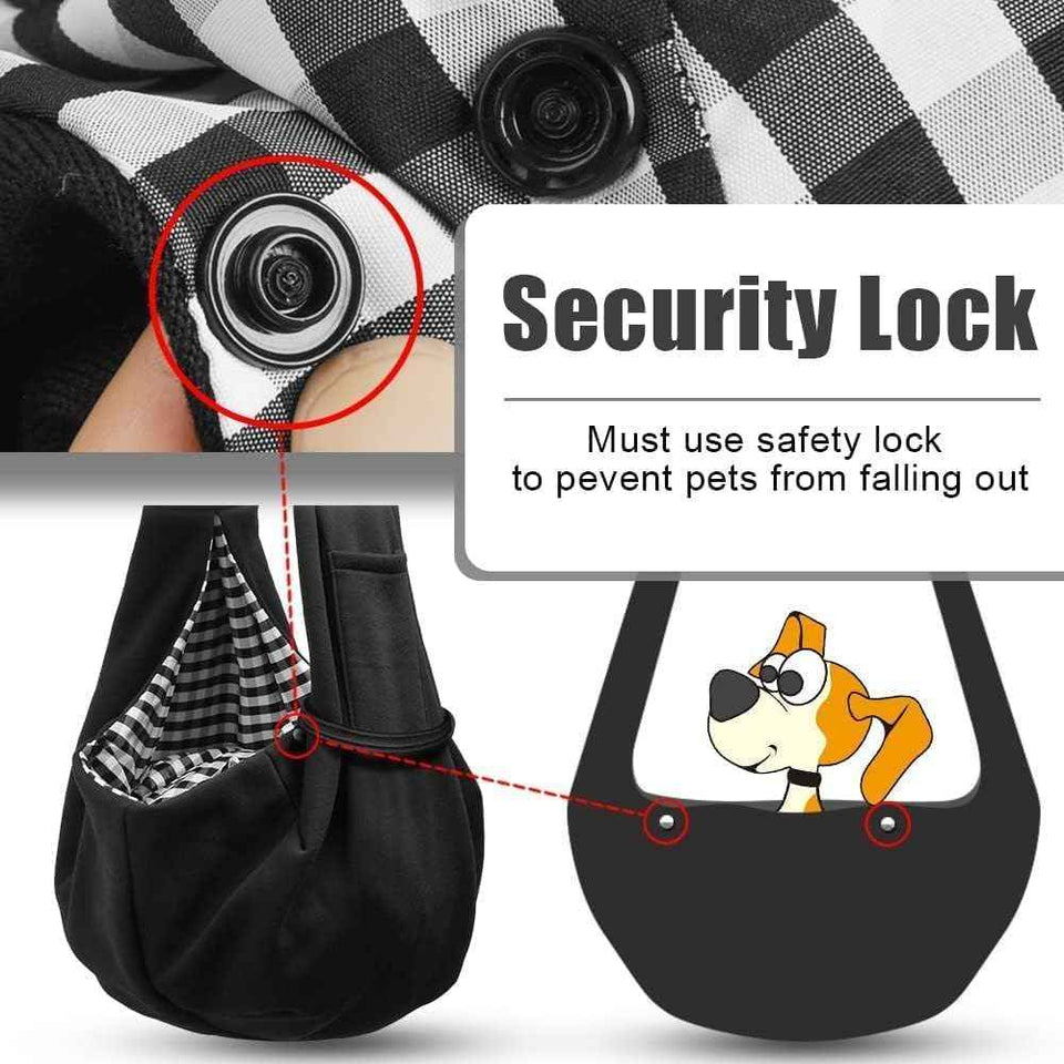 Tomkas small dog sling carrier for pets 3-10 lbs - classic pocket and strap design - black