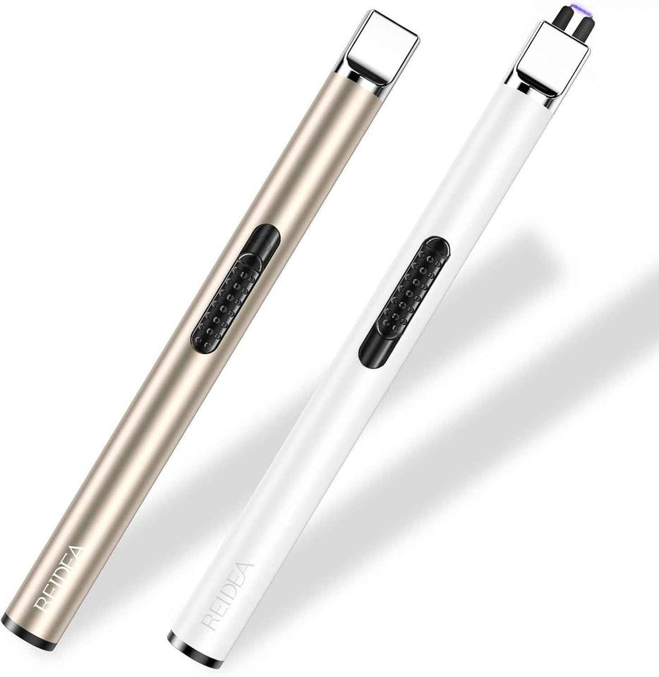 REIDEA Candle Lighter Long USB Rechargeable Arc Windproof Flameless with Safety Switch Buttom for Home Kitchen BBQ Camping Stove