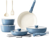 Redchef Ceramic Pots and Pans Set, Nonstick Kitchen Cookware Set with Detachable Handle, Non Toxic Cookware Set 16pcs, PFAS PFOA & PTFE Free, RV Ceramic Cookware for Camping, Dishwasher/Oven Safe