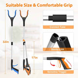 32" Grabber Reacher Tool, 2-Pack Foldable Reacher Grabber Pickup Tool with 360° Rotating Jaw & Magnet