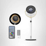 Dreo 120°+120° Omni-Directional Oscillating Fan, 90ft Pedestal Fan with RGB Light, 9 Speeds, 6 Modes, 20dB, 8H Timer, Wi-Fi, Voice, Alexa Control, 37-42" Floor Fan with Remote