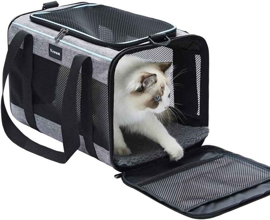 Vceoa Soft-Sided Cat Bag, 17.5x11x11 Inches, for Pets Up to 16 Lbs
