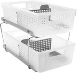 Madesmart 2-Tier Organizer for Kitchen Cabinets and Bathroom Sinks with Adjustable Dividers and Pull-Out Sliding Baskets