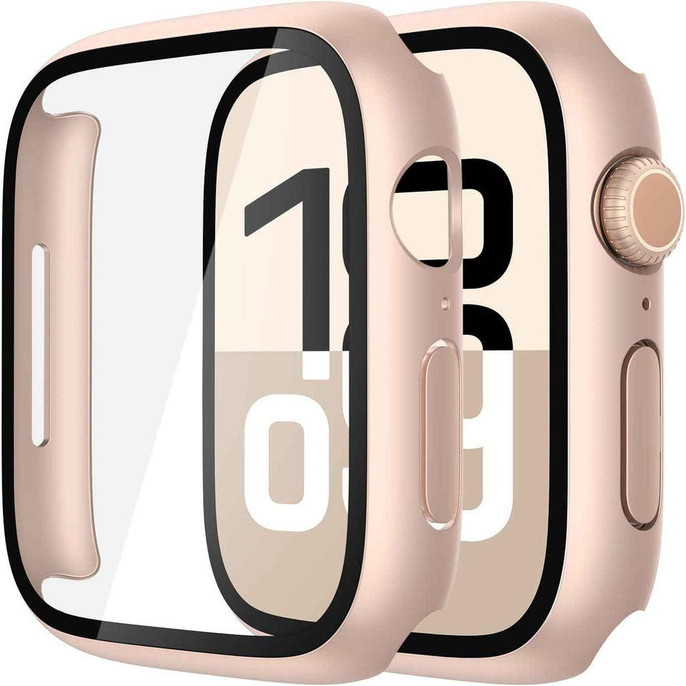 Misxi 2 Pack Tempered Glass Case Compatible for Apple Watch Series 11 (2025) Series 10 46mm, Screen Protector Cover for iWatch, Black