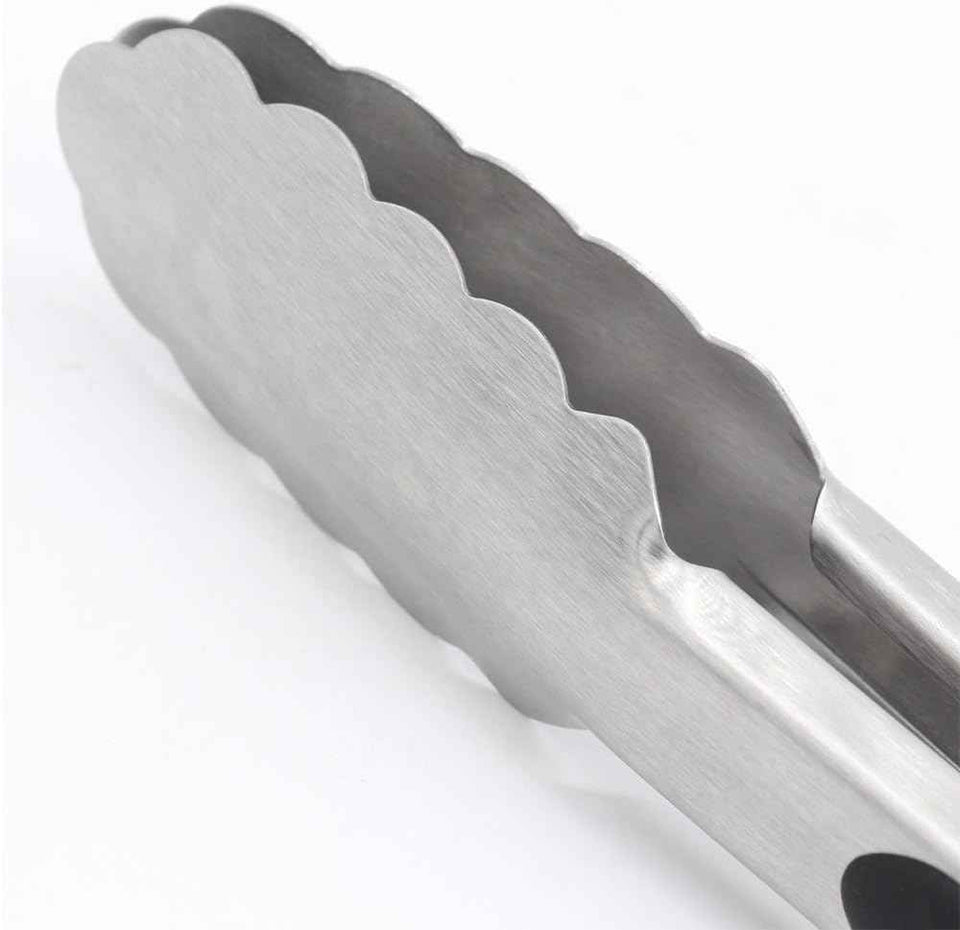 304 Stainless Steel Tongs, 9" and 12" Set, Sturdy Grilling and Barbeque Tongs with Ergonomic Grip, Black