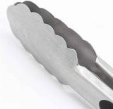 304 Stainless Steel Tongs, 9" and 12" Set, Sturdy Grilling and Barbeque Tongs with Ergonomic Grip, Black