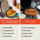 bella Flip-n-Store Waffle Maker, EverGood™ Ceramic Nonstick Coating, Fits-anywhere™ Kitchenware, Power Indicator Light & Touch Handle, 7” Wide & 1" Deep Plates, 1000 Watt, Plum