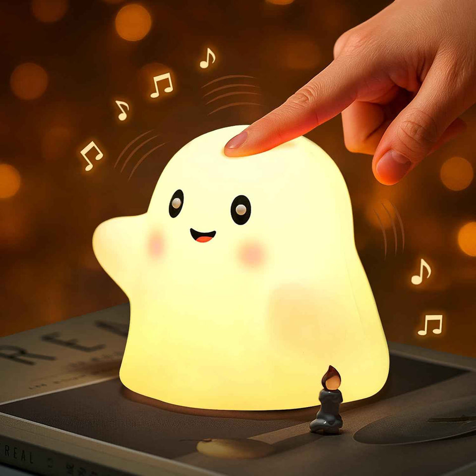 nextanG RGB Ghost Night Light – Color-Changing Tap Control Fun Toy for Kids, Soft Squishy Silicone Lamp with Sounds, Dimmable Rechargeable Bedside & Table Lamp, Funny Gift for Boys & Girls