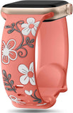 Witzon Floral Band Compatible with Apple Watch Bands For Women 40mm 41mm 38mm 42mm 44mm 45mm 46mm 49mm, Engraved Cute Flower Silicone Dressy Strap for iWatch Series 11 10 9 8 7 6 5 4 3 2 SE Ultra