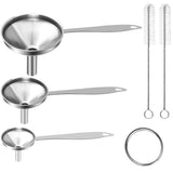Metal Stainless Steel Funnel, Large Medium Small Funnel Set of 3, Food Grade Mini Funnels for Kitchen Use Filling Bottles Flask Cooking, 2 Brushes YLYL